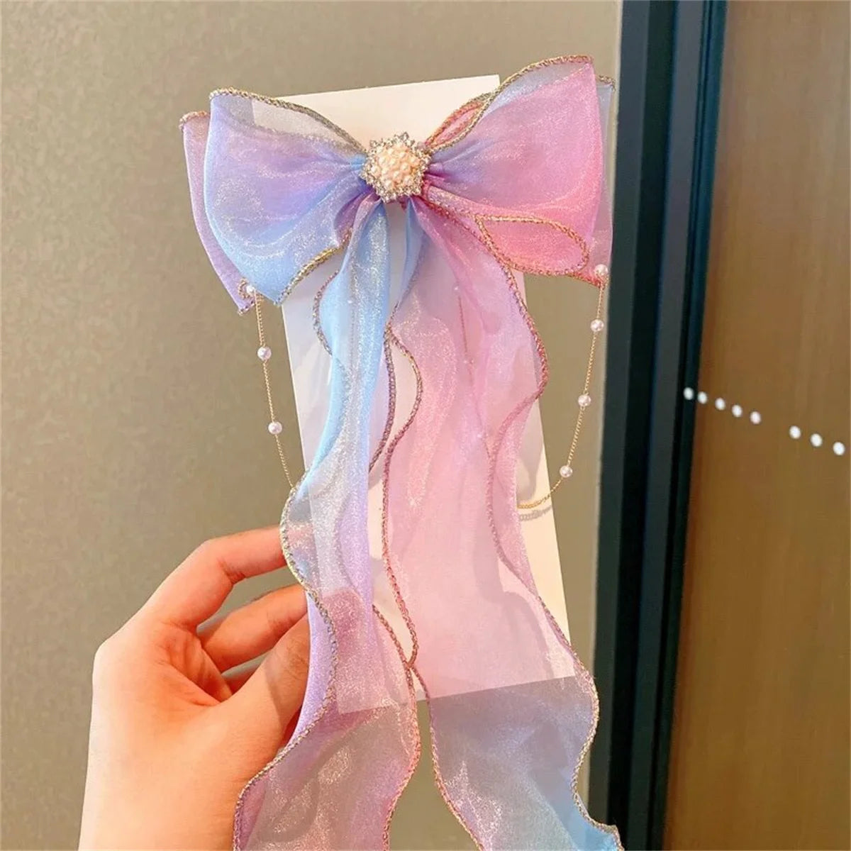 Princess Girl Large Ribbon Headband with Pearl & Flower Bow Hairpins – 5 Styles