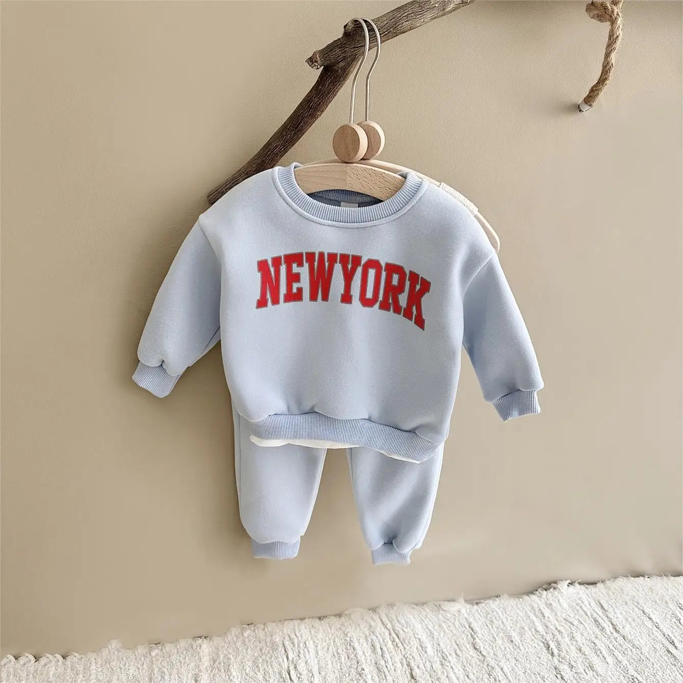 Winter Newborn Outfit – 2PCS Thick Plush Letter Print Set