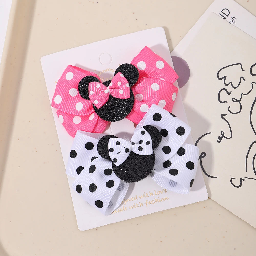 2-Piece Polka Dot Bow Hair Clips  Adorable Toddler Hairpins & Baby Boutique Accessories