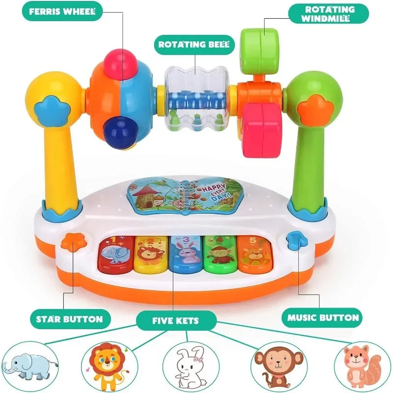 Rotating Baby Piano Toy – Light & Sound Musical Keyboard for Toddlers