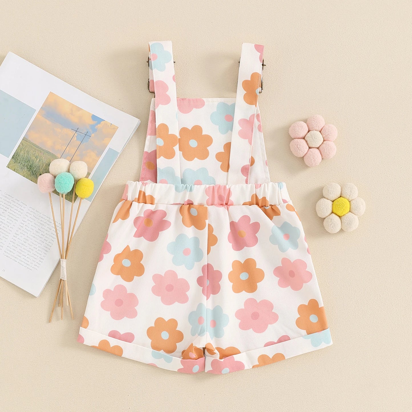 Kids' Overalls – 0-6Y Sleeveless Denim Jumpsuit with Prints