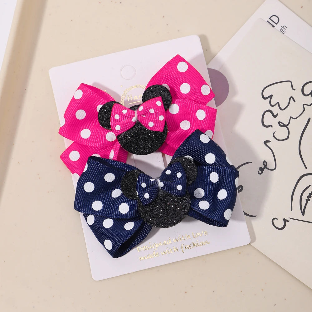 2-Piece Polka Dot Bow Hair Clips  Adorable Toddler Hairpins & Baby Boutique Accessories