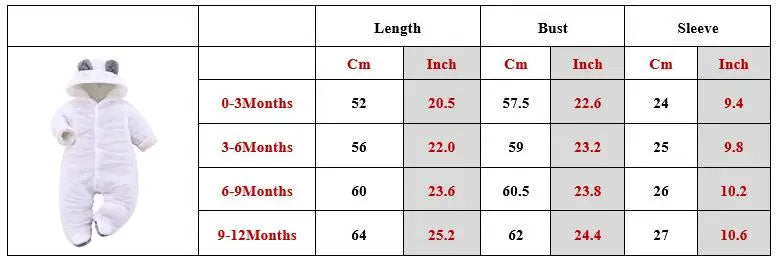 Winter Baby Romper – Hooded Ear Jumpsuit for Newborns with Long Sleeves