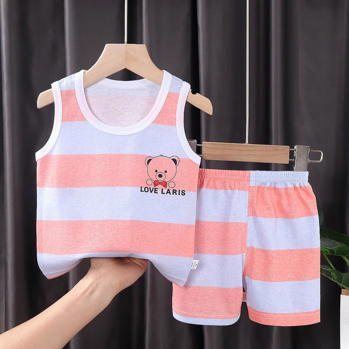 2PCS Kids Summer Outfit – Cotton Sleeveless T-Shirt & Shorts Set
