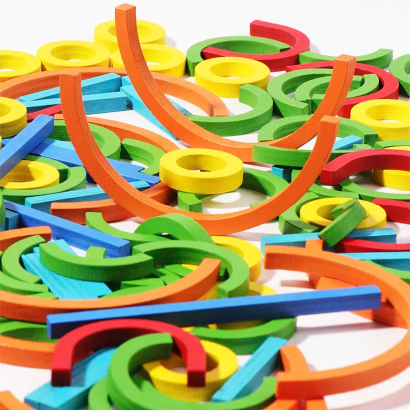 Wooden Sticks & Rings Puzzle – Montessori Educational Toy for Kids 3+