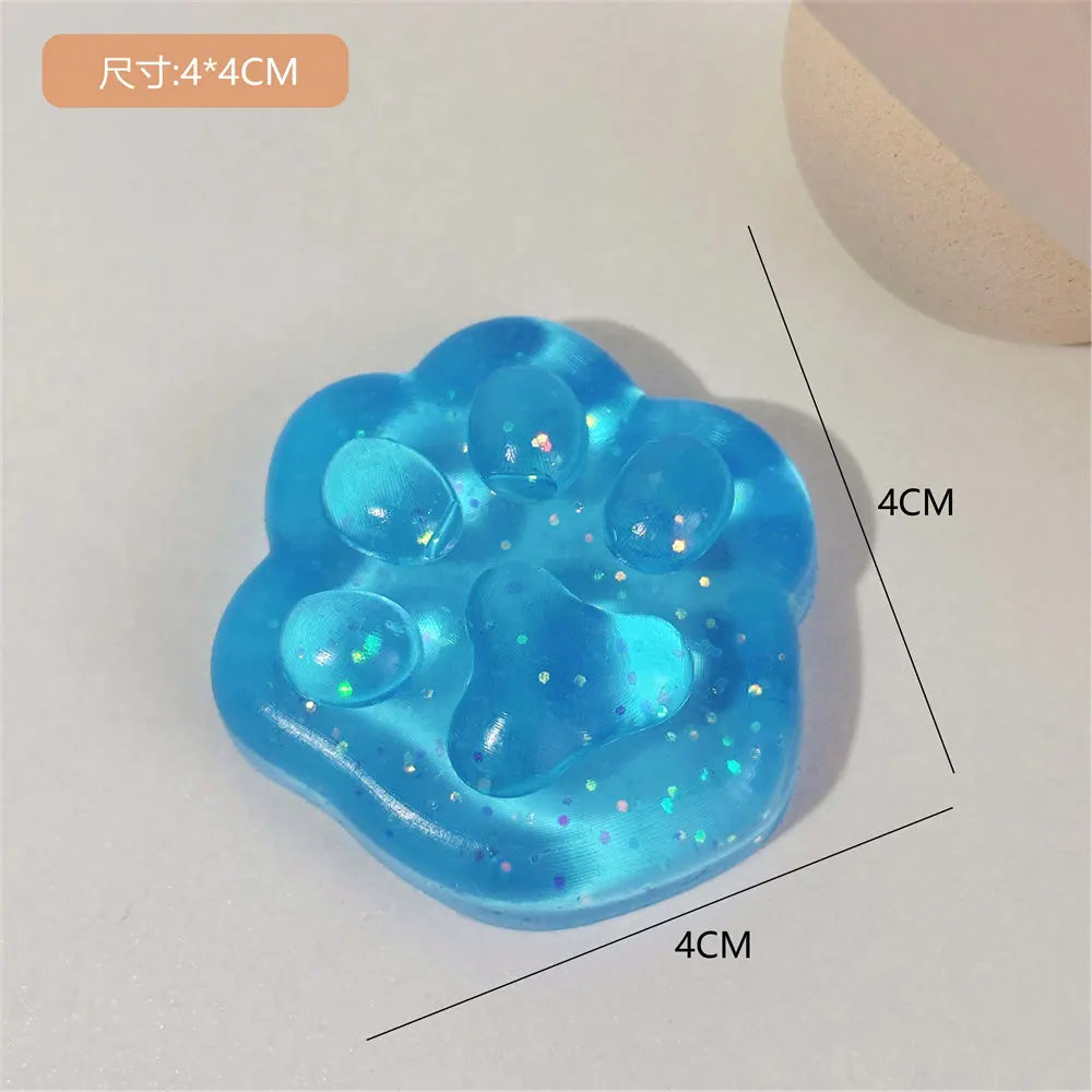 Kawaii Cat Paw Squishy – Soft Jelly Glitter Stress Relief Toy for Kids & Adults