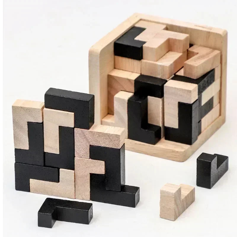 3D Wooden Interlocking Puzzle – Creative Educational Brain Teaser Toy for Kids