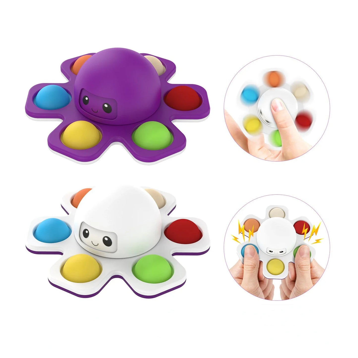 3-in-1 Flip Octopus Fidget – Spinner, Pop It & Face-Changing Sensory Toy