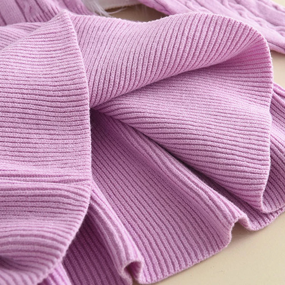 Winter Girls' Knitted Sweater Dress – Long Sleeve Ruffle Princess Outfit