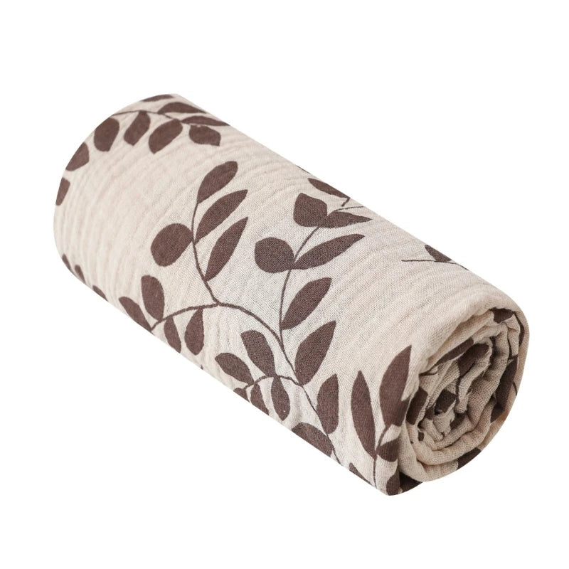 Cotton Muslin Baby Swaddle Blanket – Solid & Floral Print, Soft Newborn Crinkle Fabric, Stroller Cover