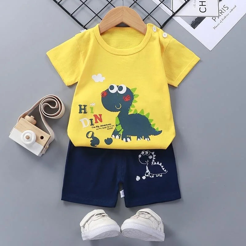Kids' Summer Outfit – 100% Cotton T-Shirt & Shorts 2PCS Set