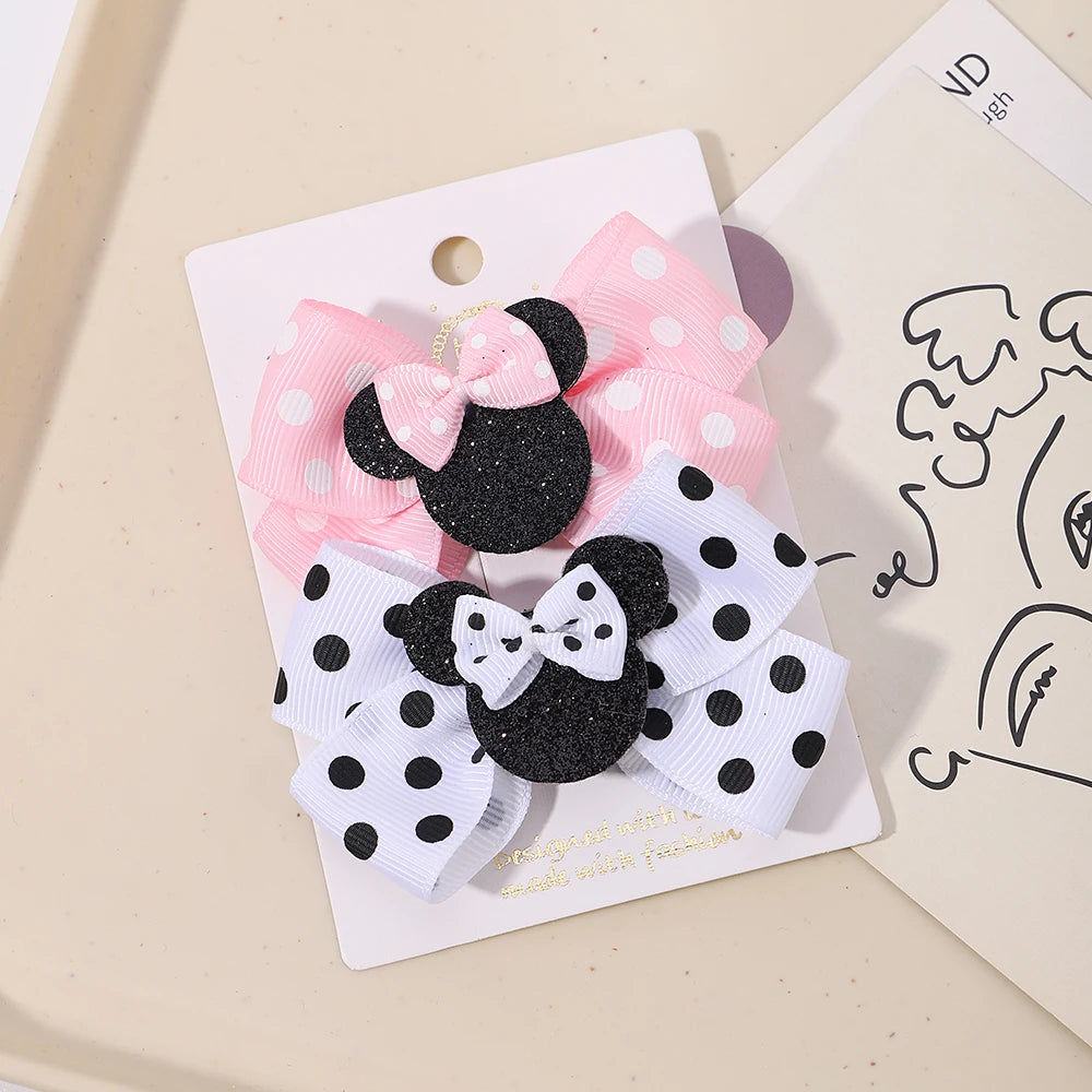 2-Piece Polka Dot Bow Hair Clips  Adorable Toddler Hairpins & Baby Boutique Accessories