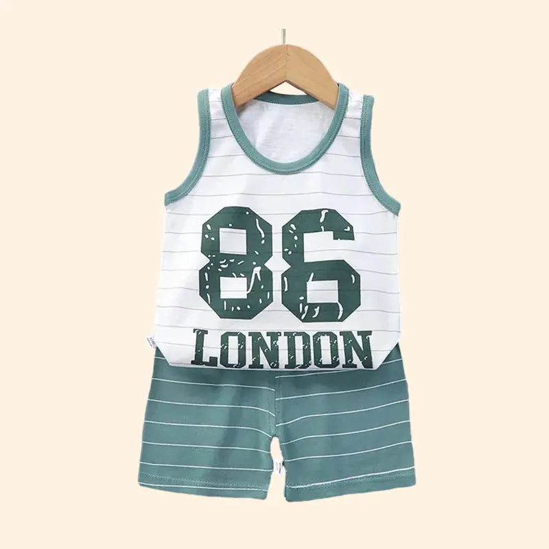 Kids Summer Cotton Vest & Shorts Set – Unisex Sleeveless Outfit