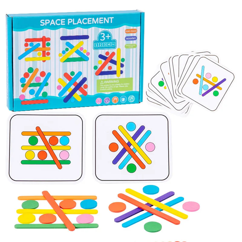 Wooden Sticks & Rings Puzzle – Montessori Educational Toy for Kids 3+