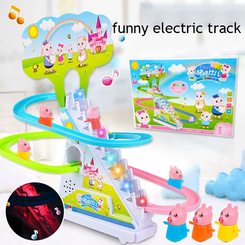 Electric Duck Race Track – LED Musical Climbing & Sliding Toy for Kids