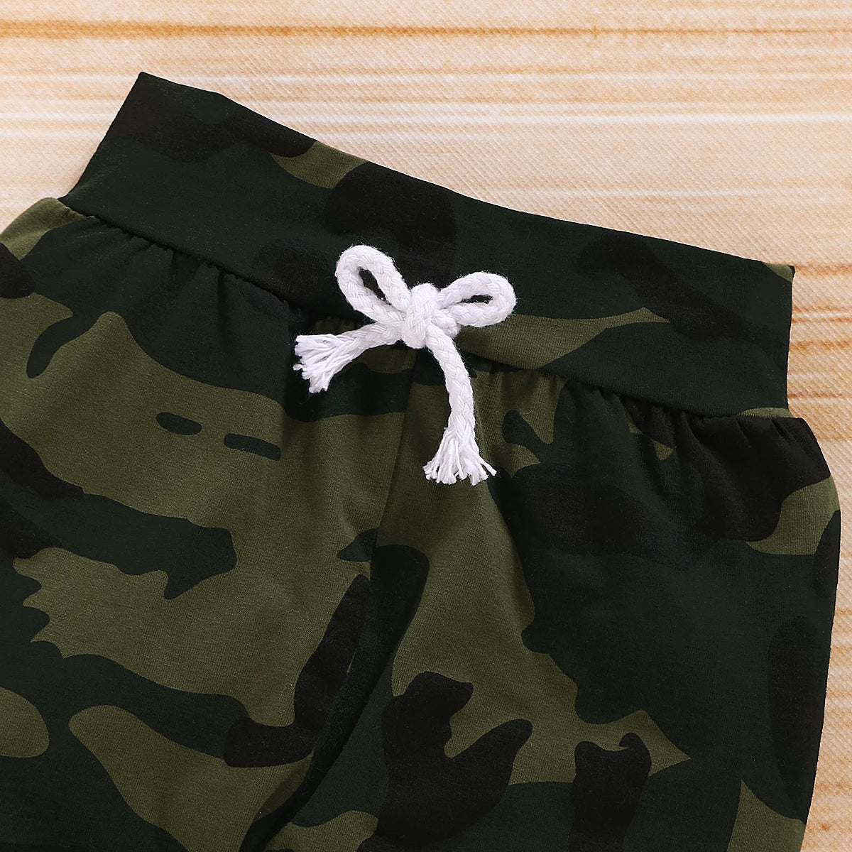 Baby Boy Summer Set – Romper, Camouflage Pants & Hat (0-18M)