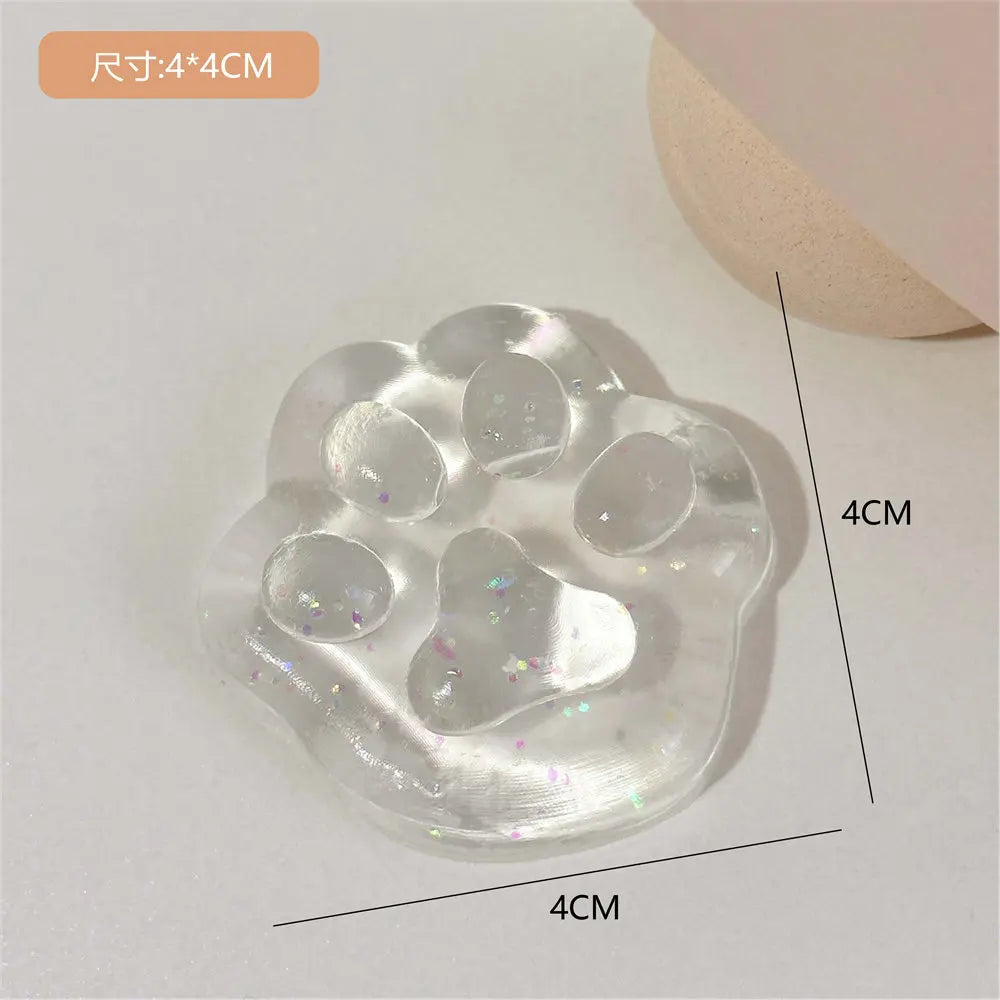 Kawaii Cat Paw Squishy – Soft Jelly Glitter Stress Relief Toy for Kids & Adults