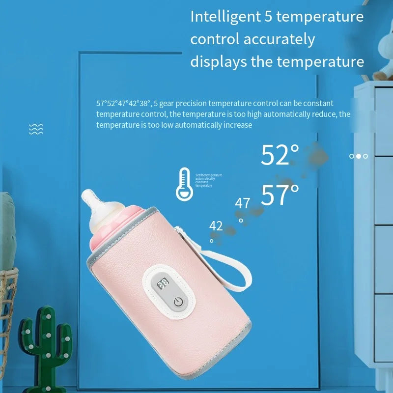USB Baby Bottle Warmer – Portable Insulated Cover with Digital Temperature Display