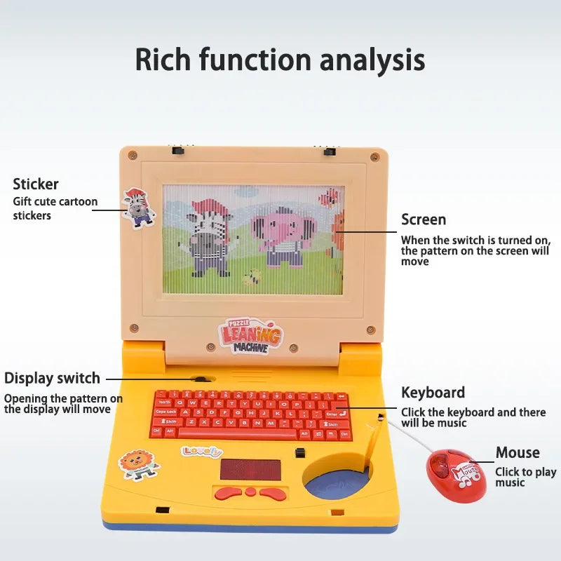 Mini Kids Laptop Toy – Light & Music Educational Cartoon Computer