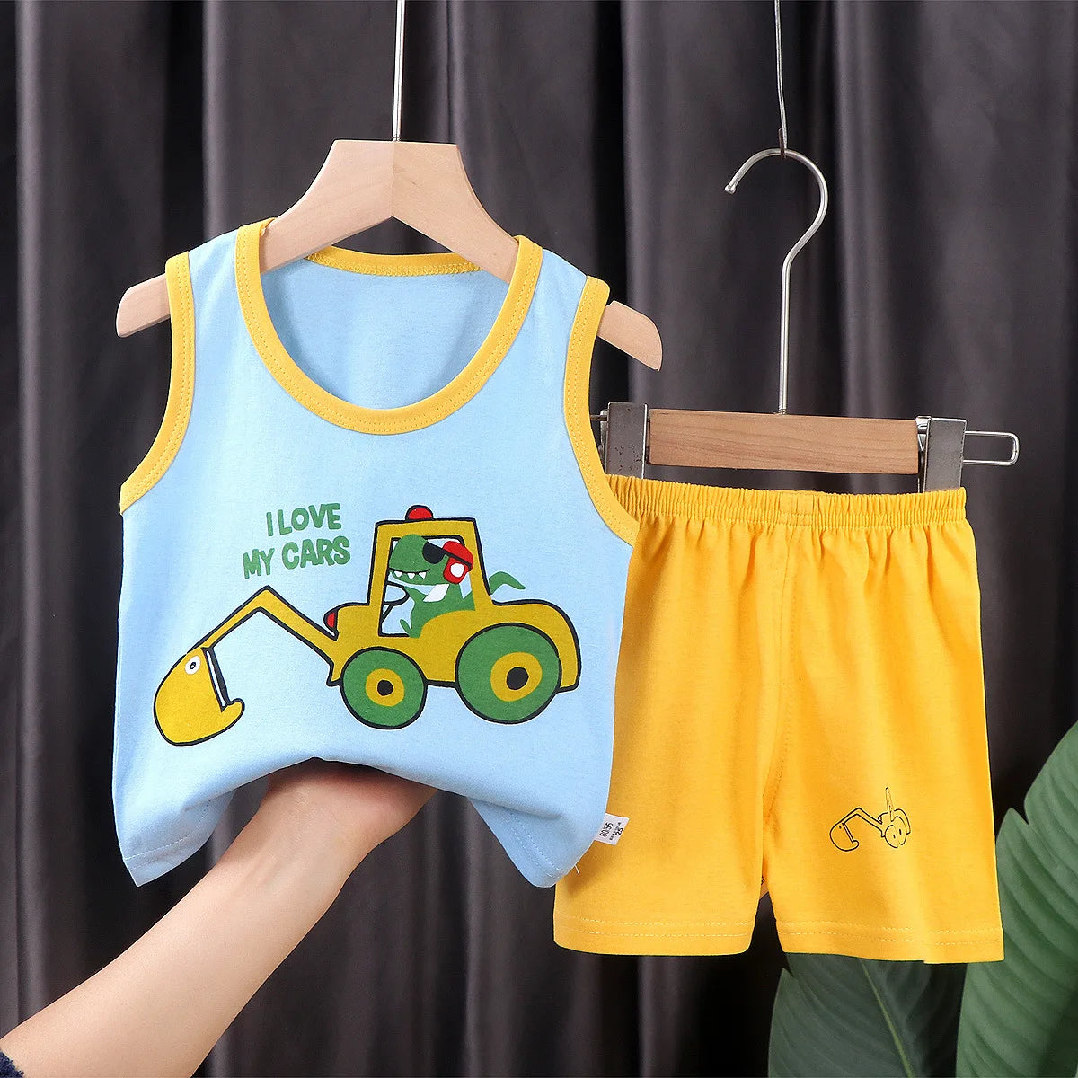 2PCS Kids Summer Outfit – Cotton Sleeveless T-Shirt & Shorts Set