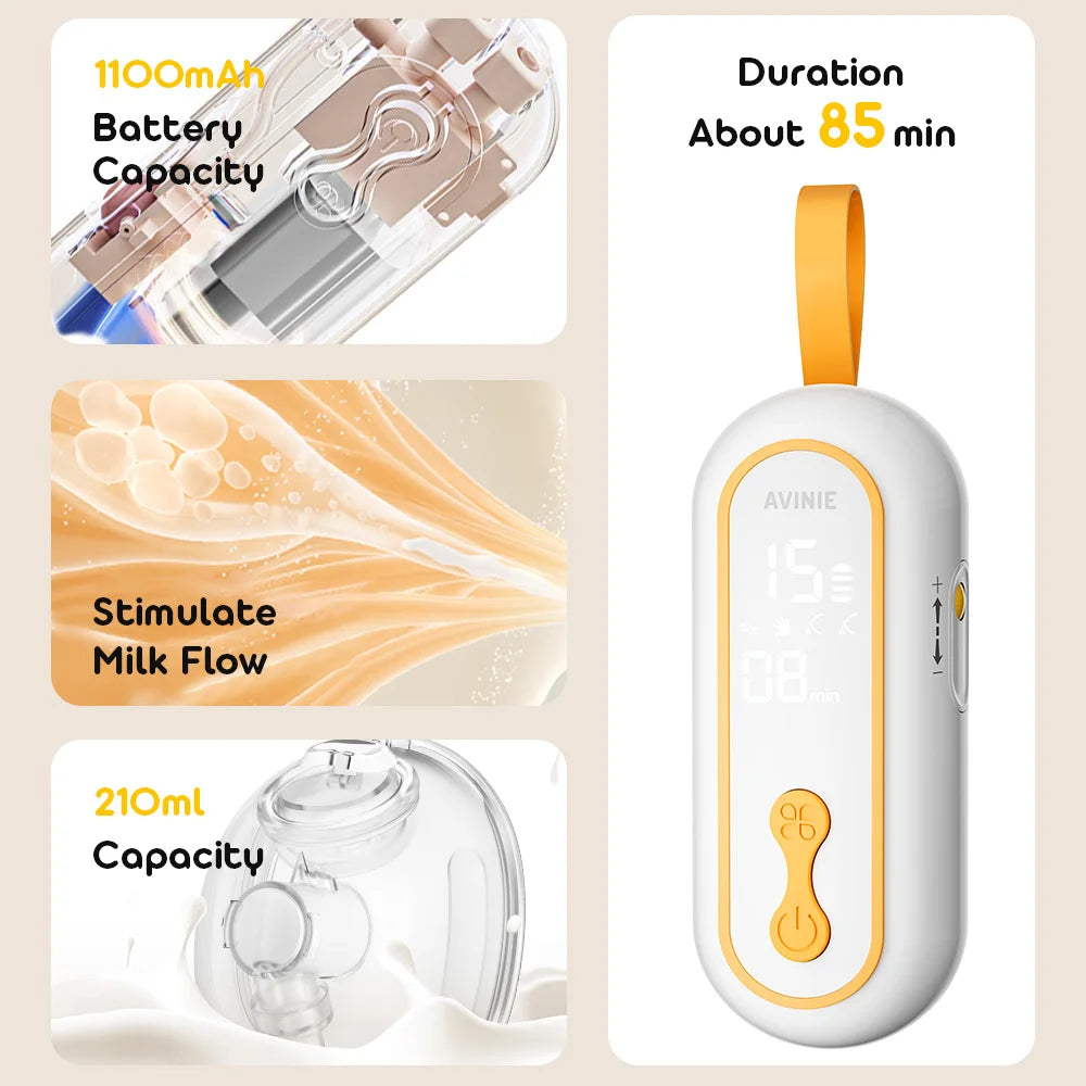 Portable Hands-Free Electric Breast Pump, Low Noise, 4 Modes, 15 Levels, Double Breast Milk Pump