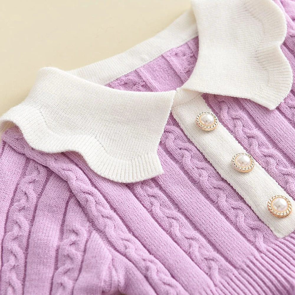 Winter Girls' Knitted Sweater Dress – Long Sleeve Ruffle Princess Outfit