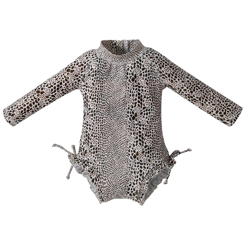 Baby Girl Long-Sleeve Swimsuit – Sun Protection & Stretch Fit