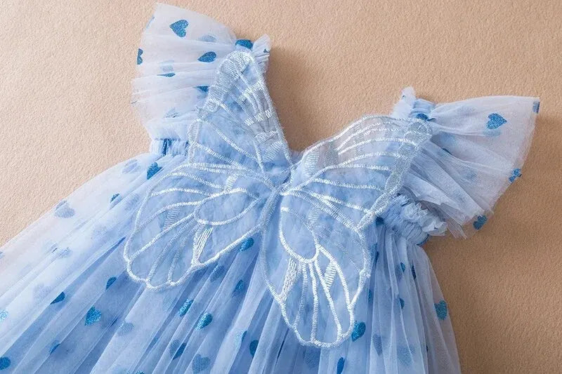 Girls' Summer Dress – Butterfly Wings Floral Tutu Princess Outfit