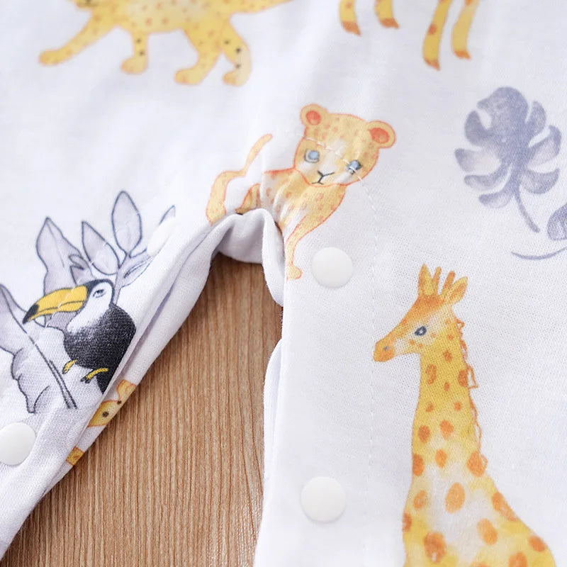 Cartoon Animal Print Baby Bodysuit – Long Sleeve (Spring/Autumn)