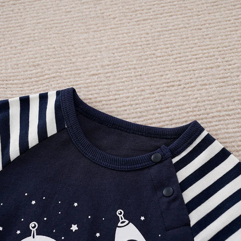 Summer Baby Bodysuit – Cute Navigator Print Cotton Short Sleeve Onesie