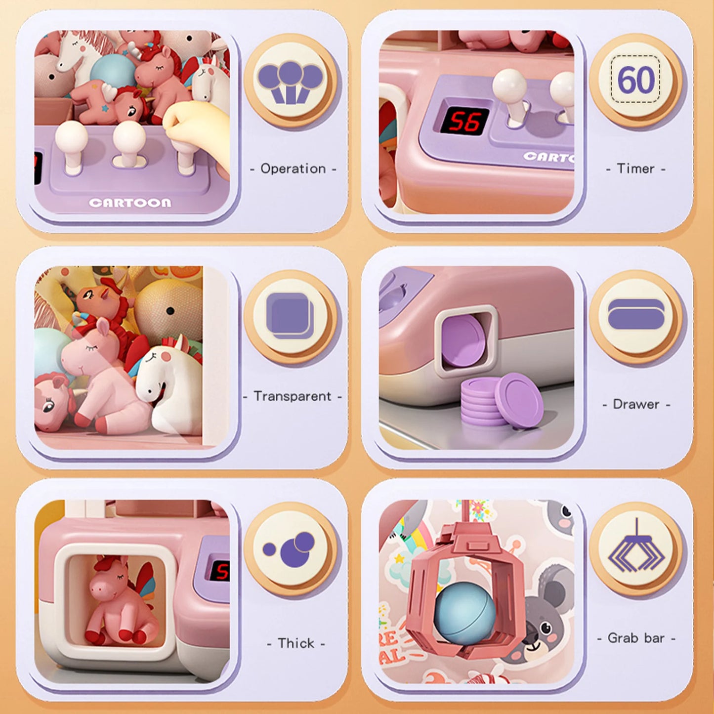 Mini Claw Machine – Music & Light Toy for Kids' Gifts