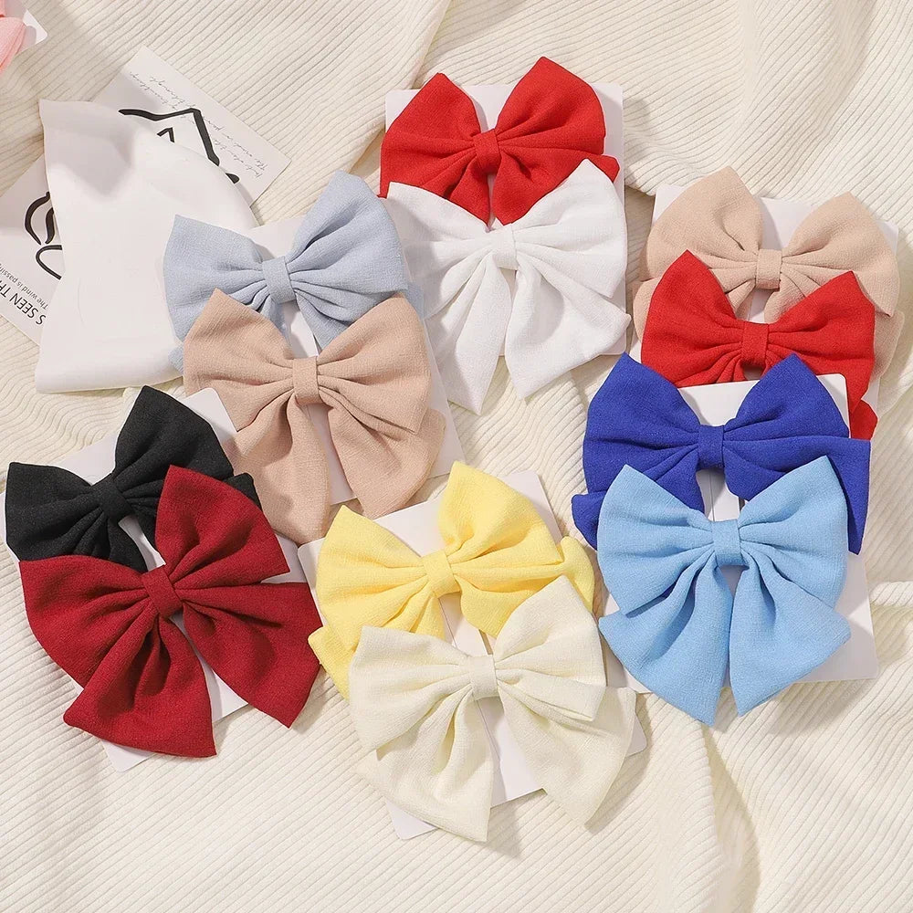 2pcs Cheer Bow Hair Clips - Grosgrain Ribbon, Delicate Bowknot for Kids