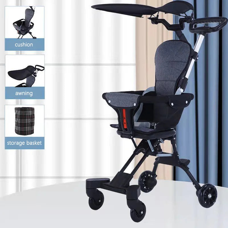 Baby Stroller – Lightweight Folding Travel Trolley with Two-Way Seats