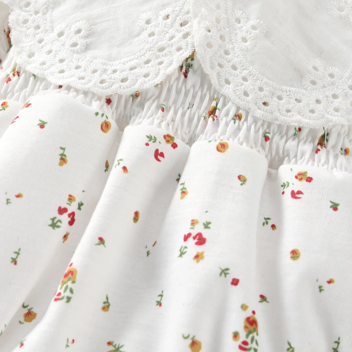 Baby Girl Summer Romper – Short Sleeve, Doll Collar, Flower Print Jumpsuit