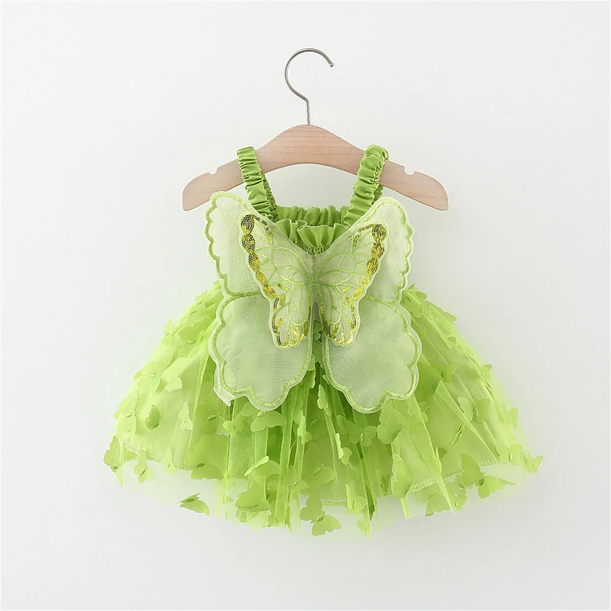 Baby Girl Princess Party Dress – Back Bow & Wing Embroidery Mesh Outfit (0-3Y)