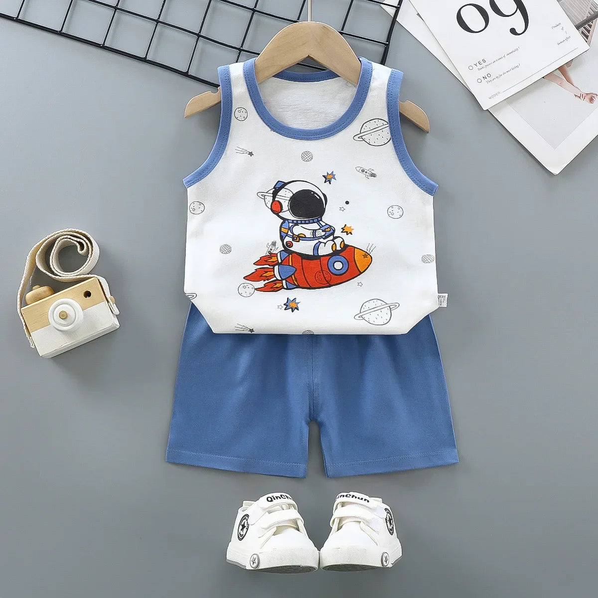 Kids Summer Cotton Vest & Shorts Set – Unisex Sleeveless Outfit