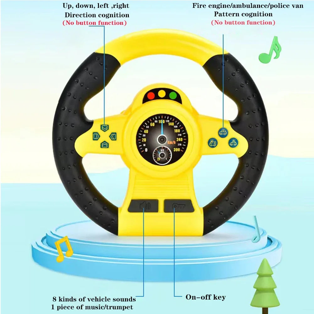 Kids' Steering Wheel Toy – Montessori Electric Musical Light-Up Copilot Toy