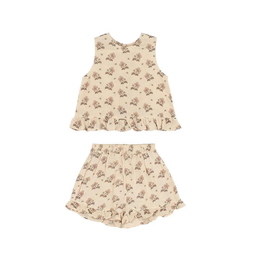 Summer Toddler Baby Girl Outfit – 2PCS Organic Cotton Holiday Set