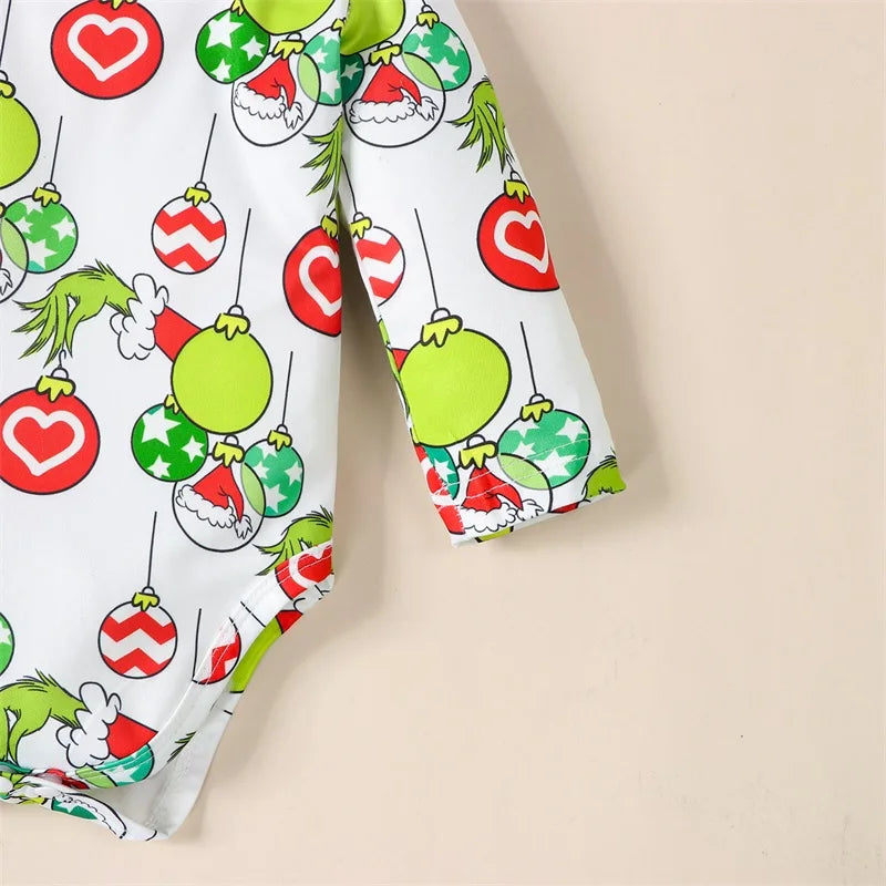 Long Sleeve Ball Print Romper & Suspender Pants Set (0-2Y)