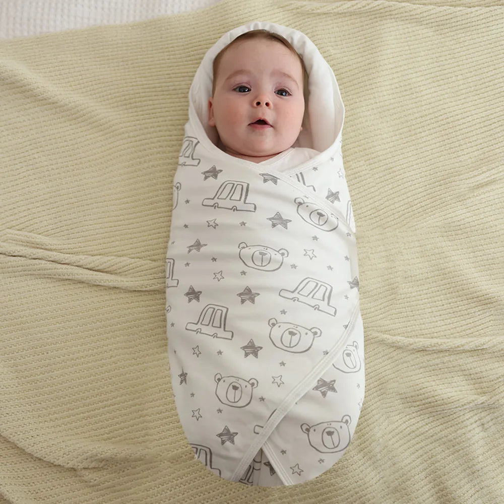 Newborn Swaddle Wrap – Cotton, Breathable, Head Protection