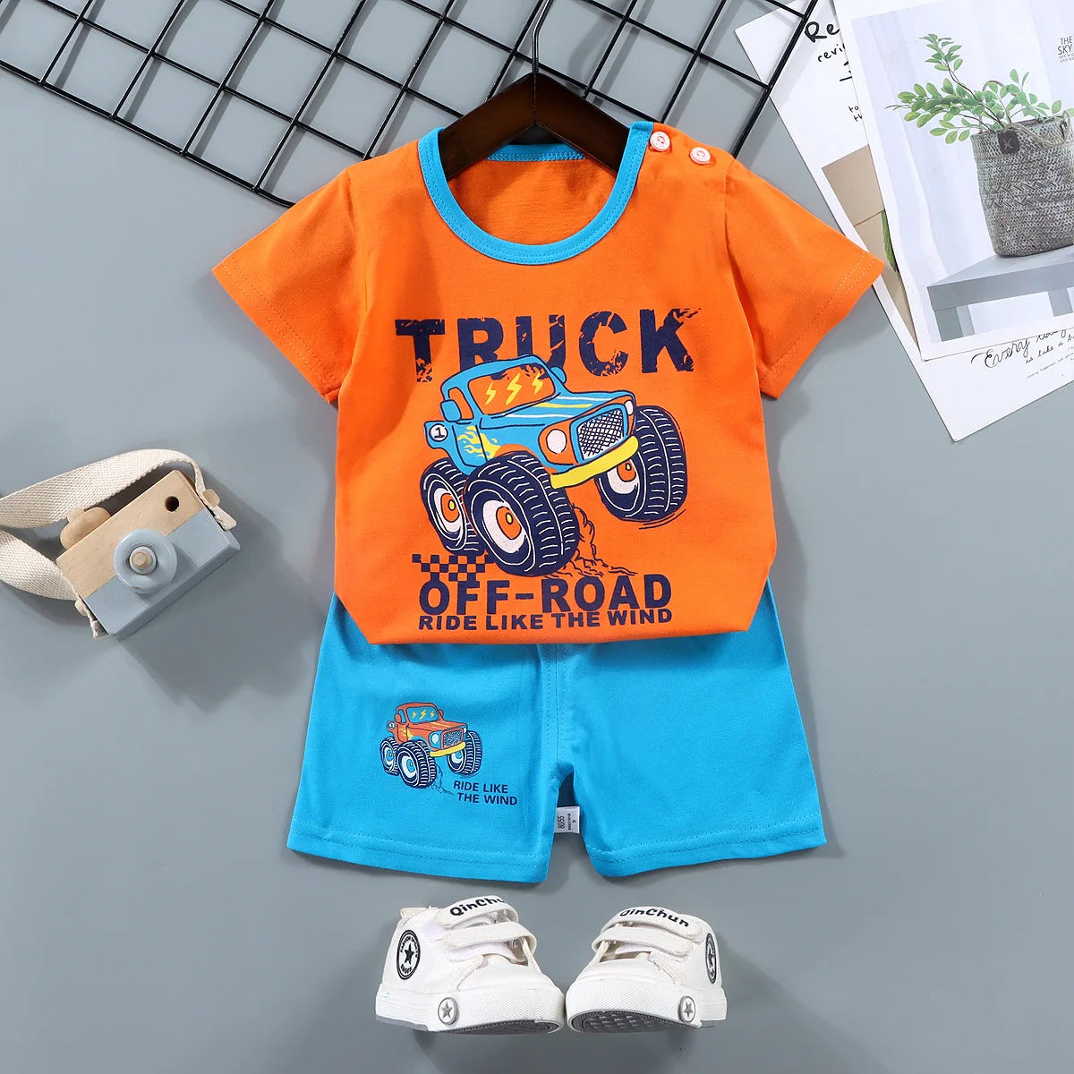 Kids' Summer Outfit – 100% Cotton T-Shirt & Shorts 2PCS Set