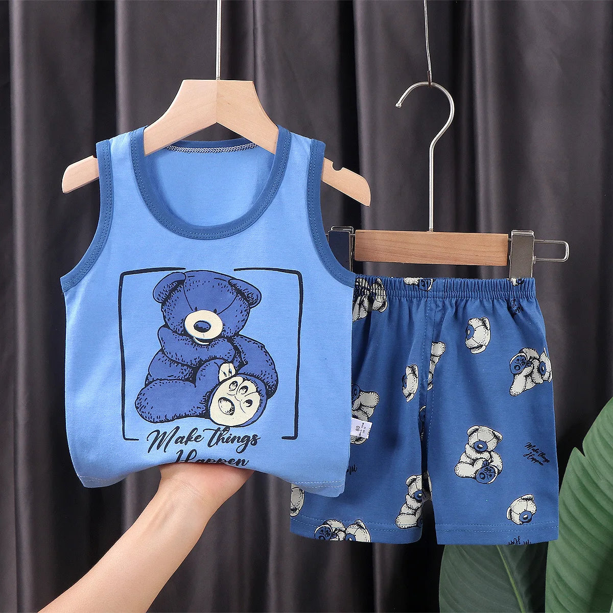 2PCS Kids Summer Outfit – Cotton Sleeveless T-Shirt & Shorts Set