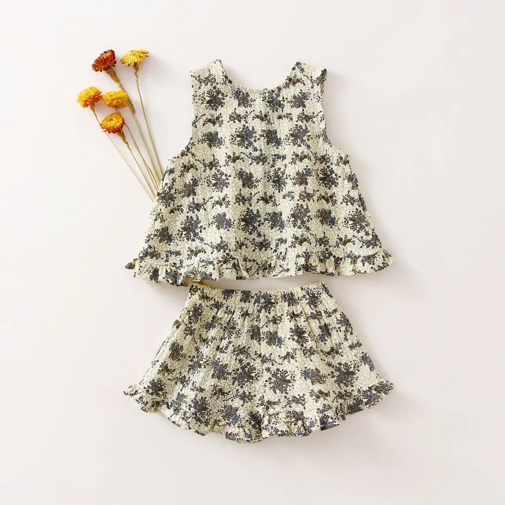 Summer Toddler Baby Girl Outfit – 2PCS Organic Cotton Holiday Set