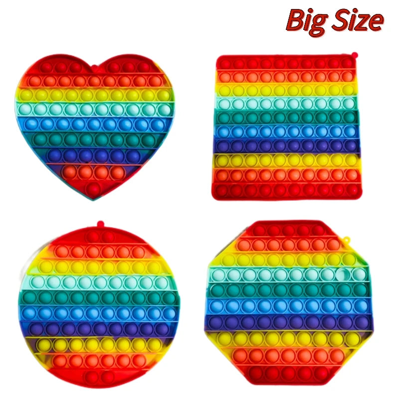 20CM Large Pop It Fidget Toy – Square & Round Sensory Stress Relief Toy
