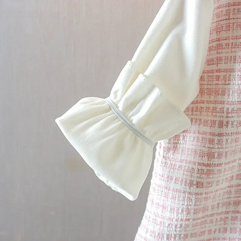 Spring Toddler Girl Dress – Korean Fashion Bow Mesh Plaid Princess Outfit