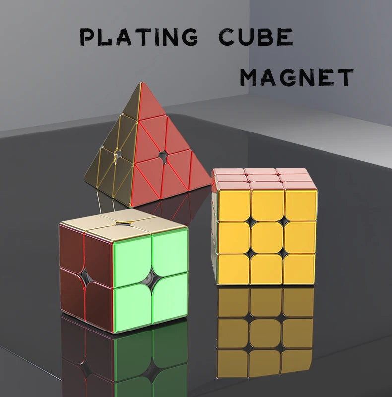 Speed Plating Magnetic Cube Set – 2x2, 3x3, Pyramid Stickerless