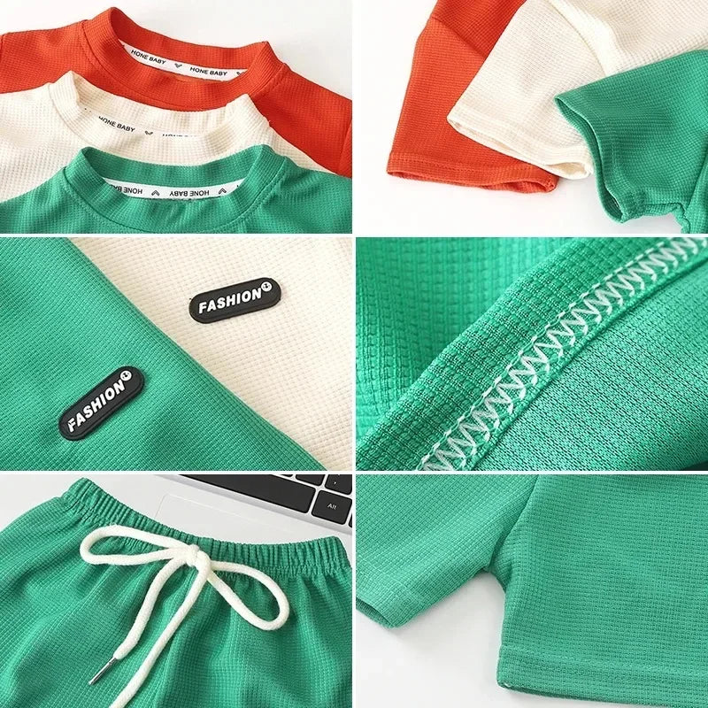 2PCS Kids Summer Outfit – Cotton T-Shirt & Shorts Set for Boys & Girls