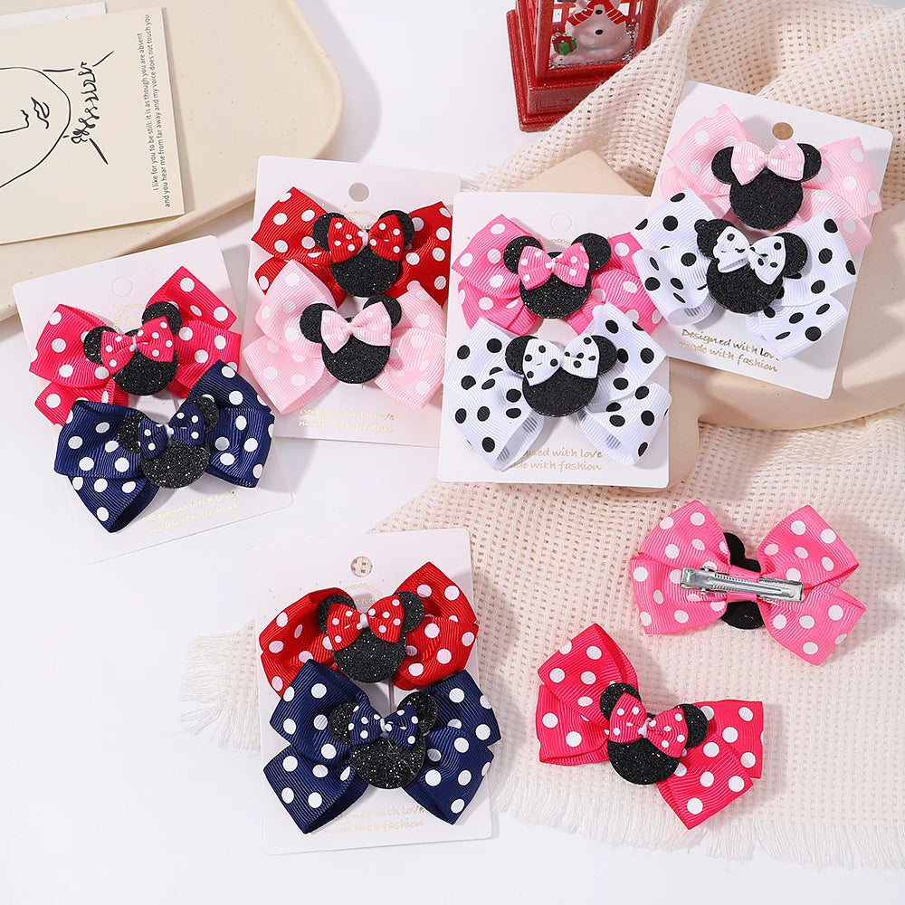 2-Piece Polka Dot Bow Hair Clips  Adorable Toddler Hairpins & Baby Boutique Accessories