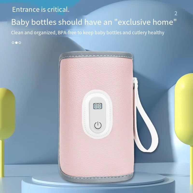 USB Baby Bottle Warmer – Portable Insulated Cover with Digital Temperature Display