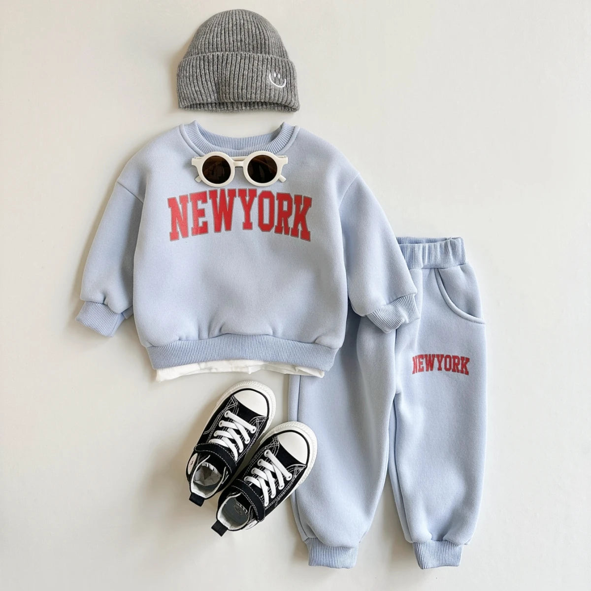 Winter Newborn Outfit – 2PCS Thick Plush Letter Print Set